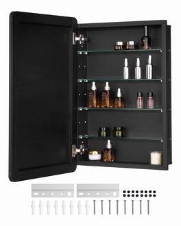 VEVOR - Medicine Cabinet, 20 x 30 inch, Medicine Cabinet for Bathroom with Mirror, Aluminum Frame Bathroom Wall Cabinet - Black