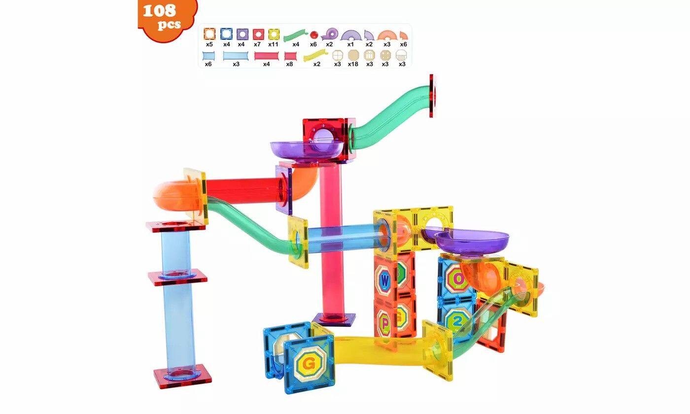 Link Kids Magnetic Building Blocks Tile Fantasy Castle Set 108 Pc ...