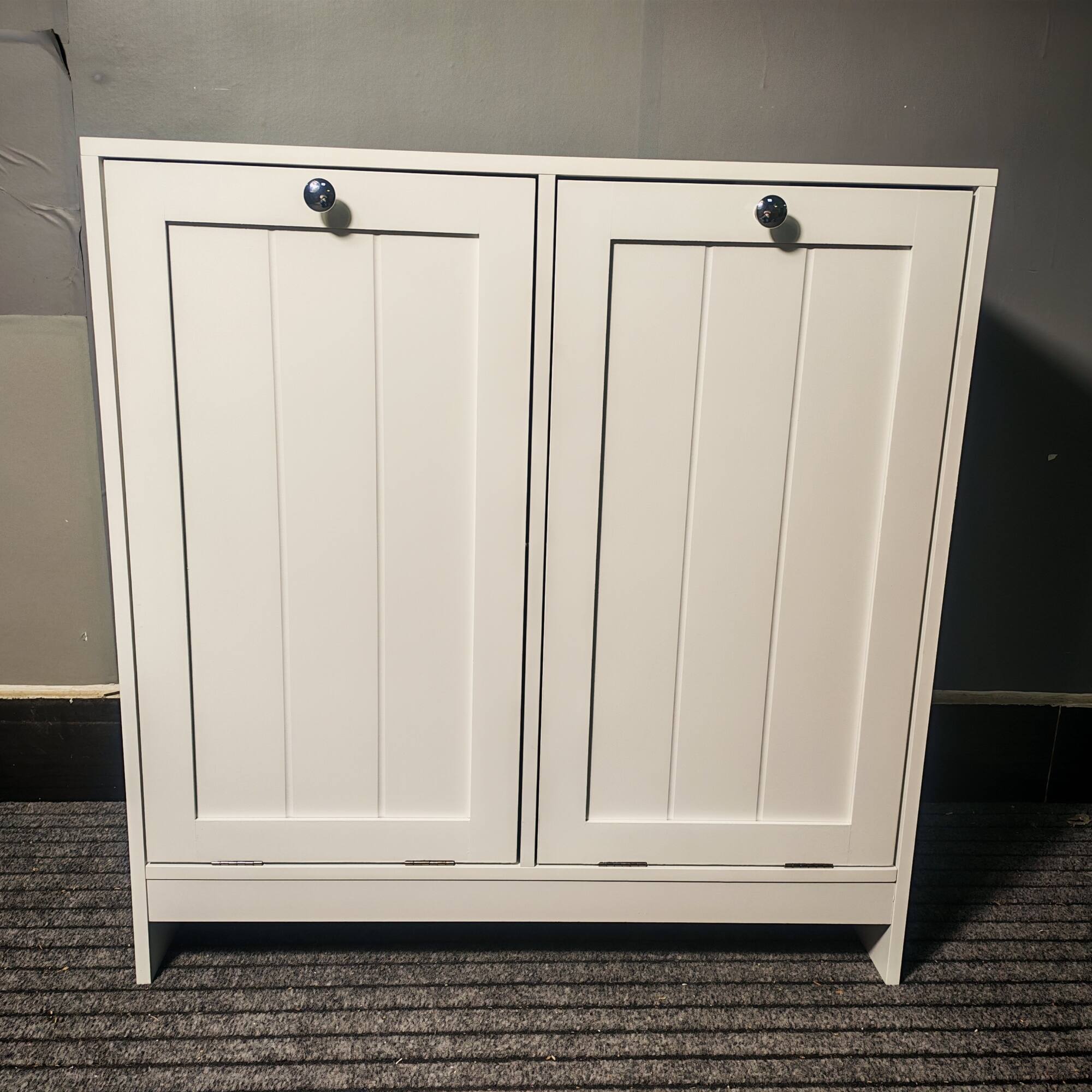 Alt View 1. ELEMENT ACE - Tilting Laundry Hamper Cabinet with Removable Baskets for Organized Home Storage - White.