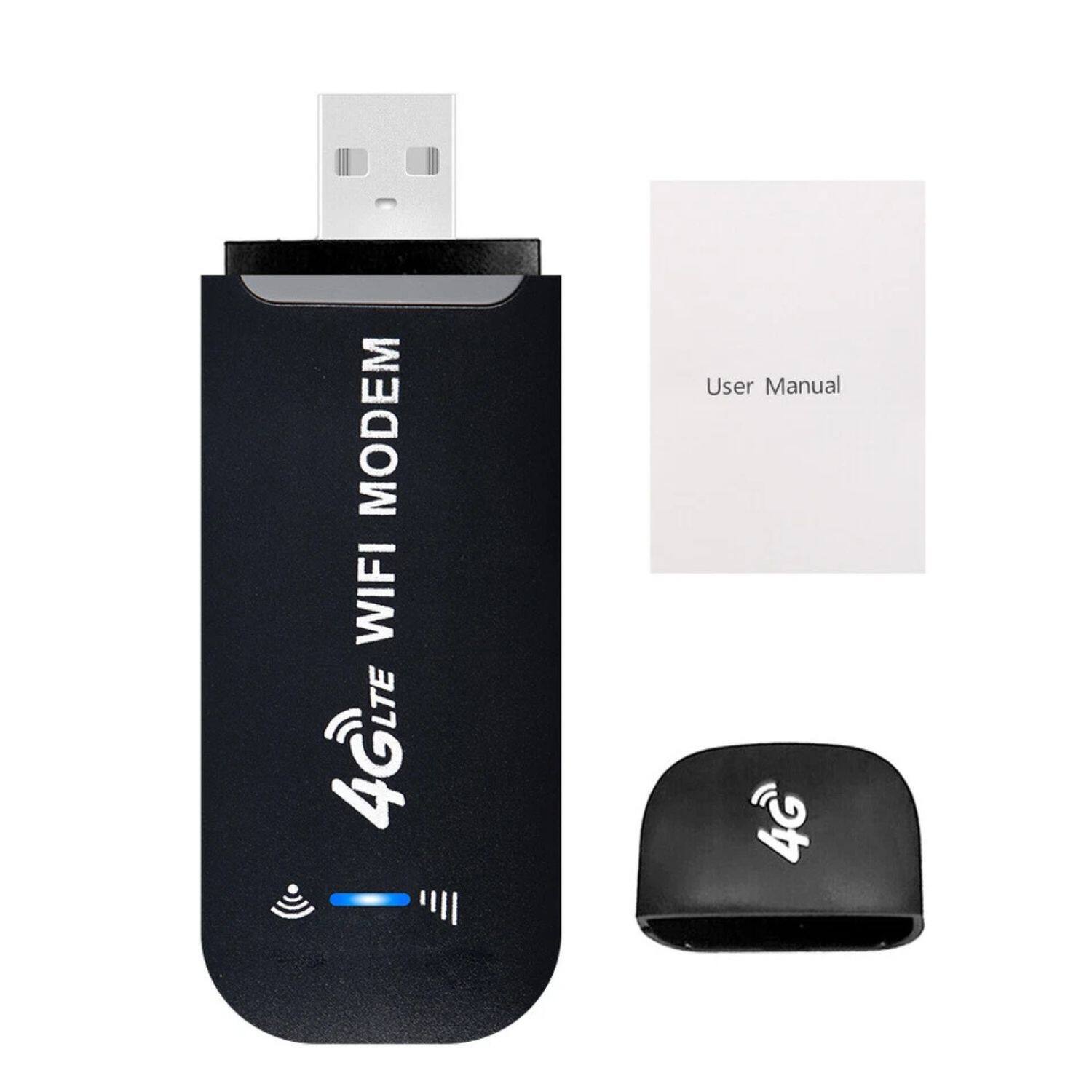 Stock Preferred - Unlocked 4G LTE USB Modem Wireless Router Dongle – 150Mbps Mobile Broadband WiFi Hotspot with SIM Card Slot - Black