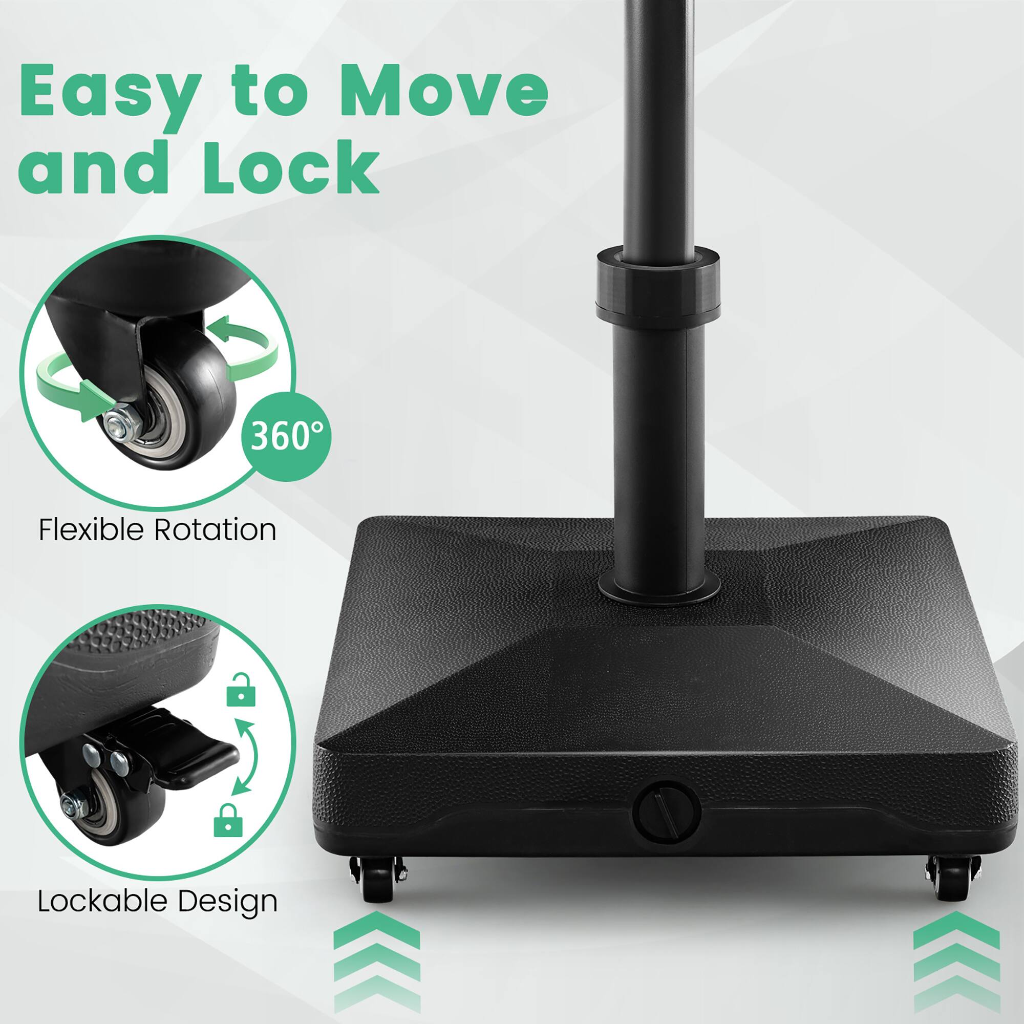 Easy to Move and Lock

360°

Flexible Rotation

Lockable Design