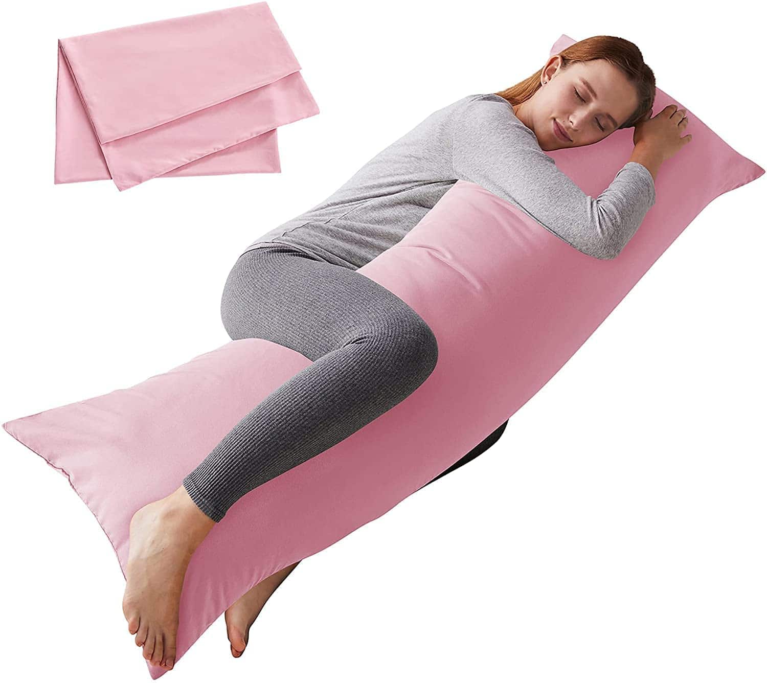 Skar Audio - Body Pillow With Pillowcase - Soft Long Bed For Adults Breathable Full Insert Sleeping inches - Pink