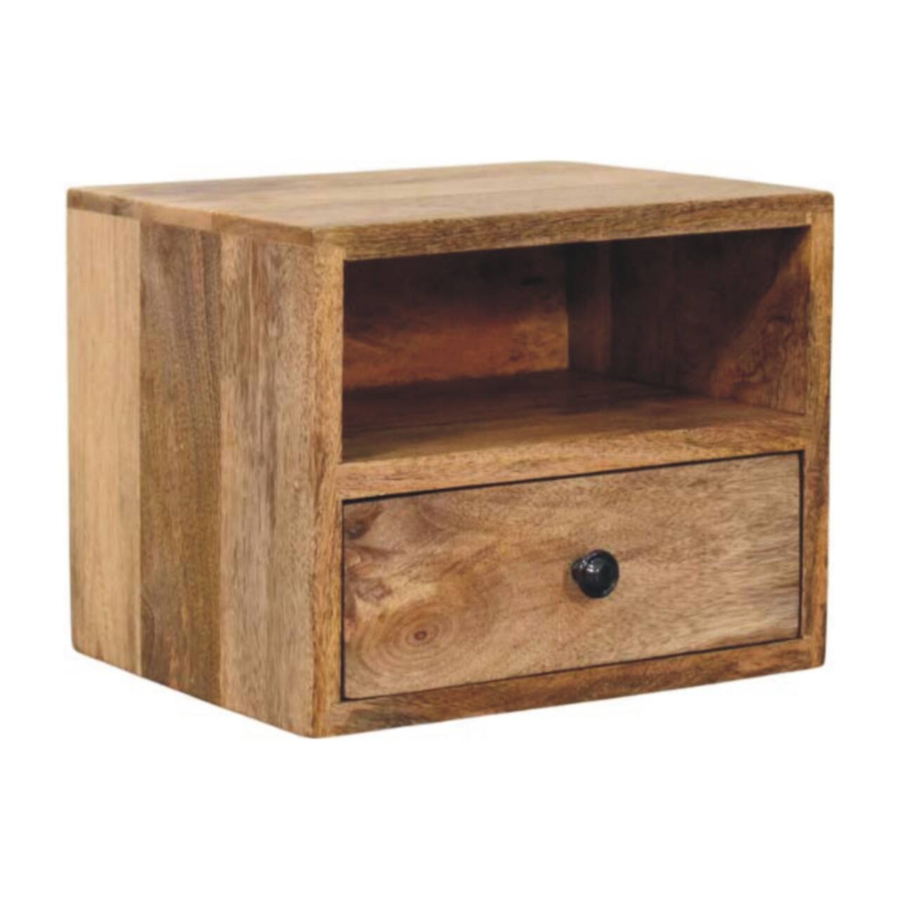 Angle. Artisan Furniture - Artisan Furniture Solid Wood Solis 1-Drawer Oak-ish Wall Mounted Nightstand - Oak.