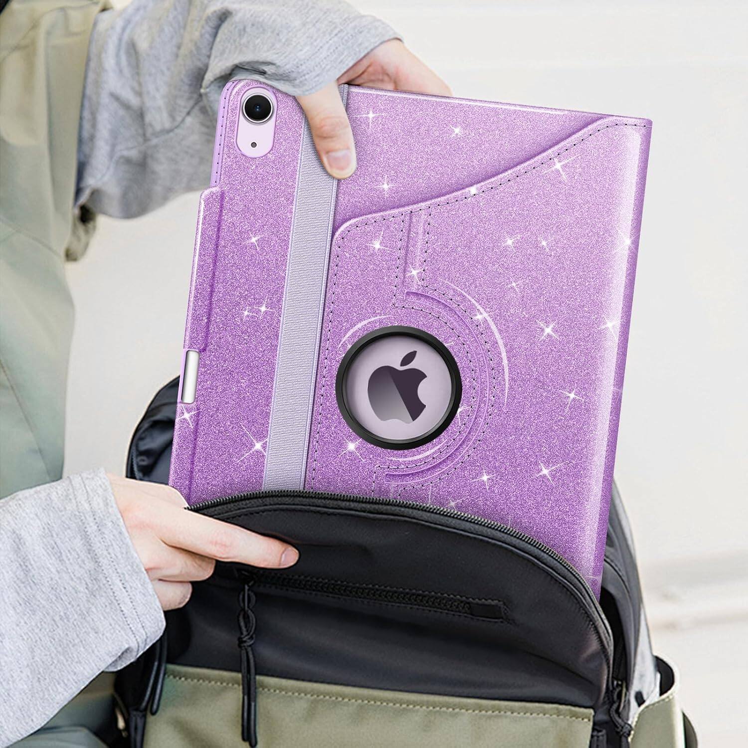 Alt View 5. Fintie - Rotating Case for iPad Air 13-inch M4/M3/M2 (2026/2025/2024) | 360° Swivel Stand Shockproof Protective Cover - Glitter Purple.