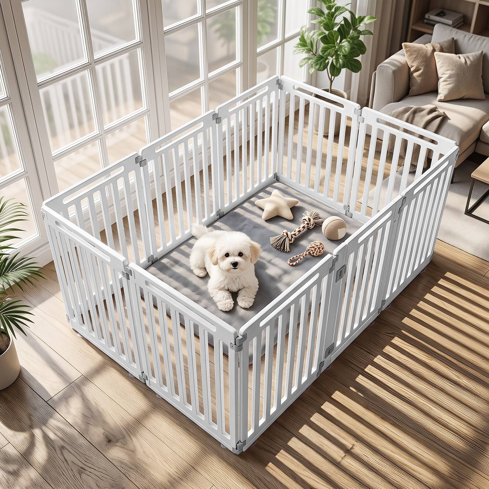 Alt View 1. Gymax - Gymax Indoor Outdoor Dog Playpen w/Door Lock 31.5'' Height 10 Panels for RV Camping White - White.