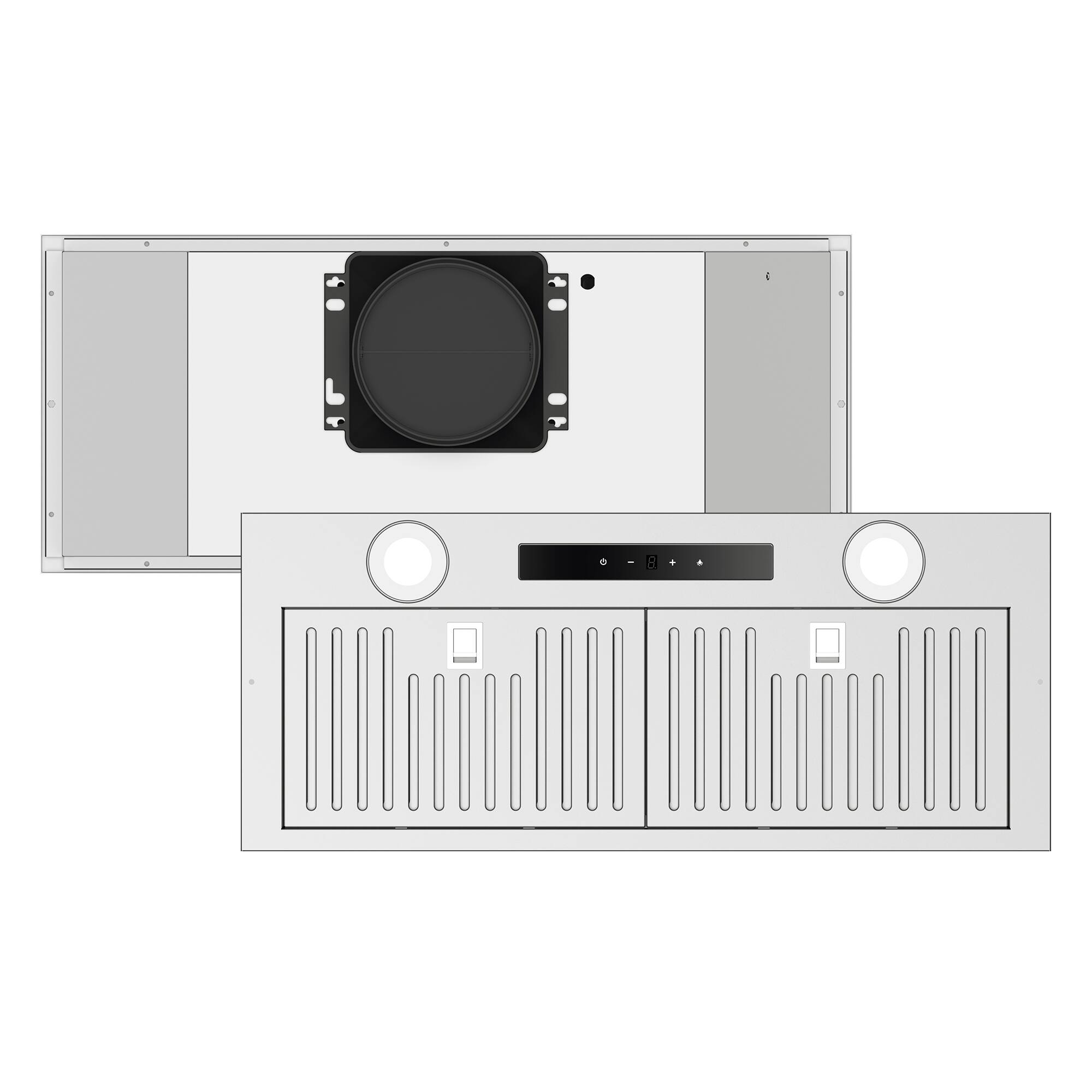 Left. Breezary - 27.5 inches - Externally Vented - Under cabinet Range Hood - 6-Speed Fan - Stainless Steel.
