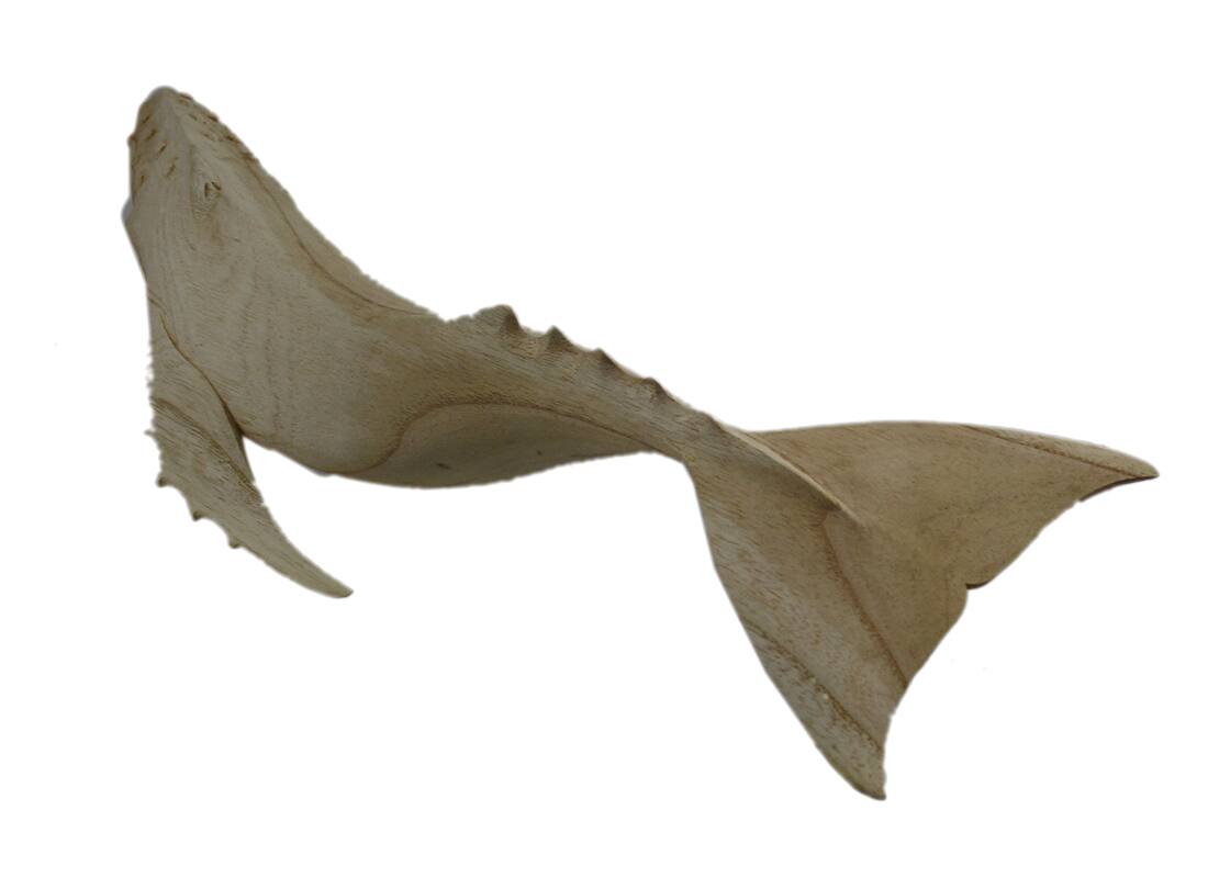 Alt View 2. Zeckos - Hand Carved Wood Whale Statue 19in - Beige.