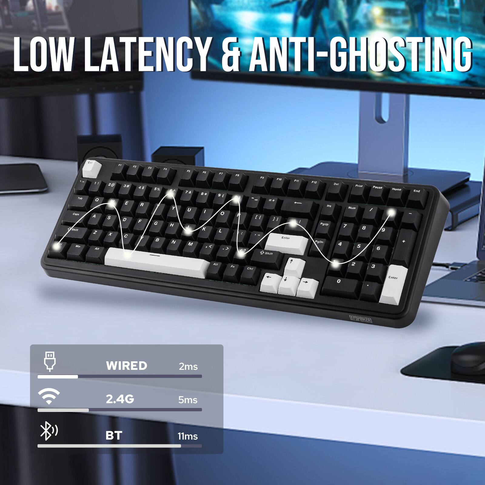 LOW LATENCY & ANTI-GHOSTING

WIRELESS
2ms

2.4G
5ms

BT
11ms