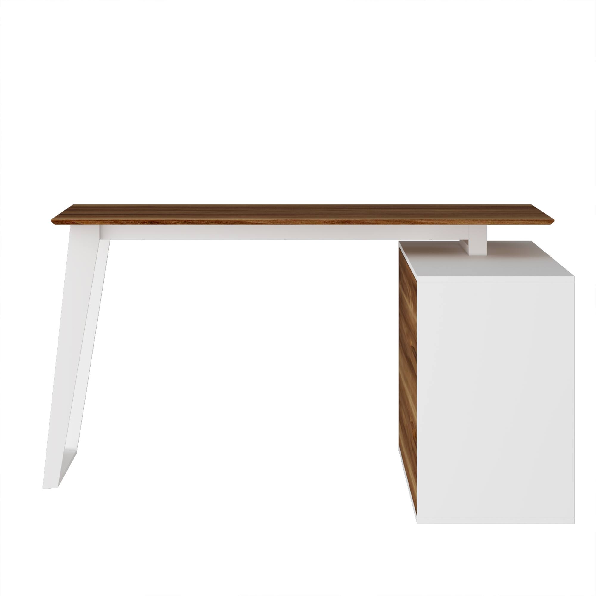 Angle. FUFU&GAGA - FUFU&GAGA Reversible L - Shaped Desk with Adjustable Storage – Ideal for Home Offices & Creative Studios - Brown & White.