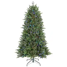 Dexmalle - Dexmalle-7FT Prelit Christmas Tree with 340 RGB LED Lights,2126 PE/PVC Tips - Green