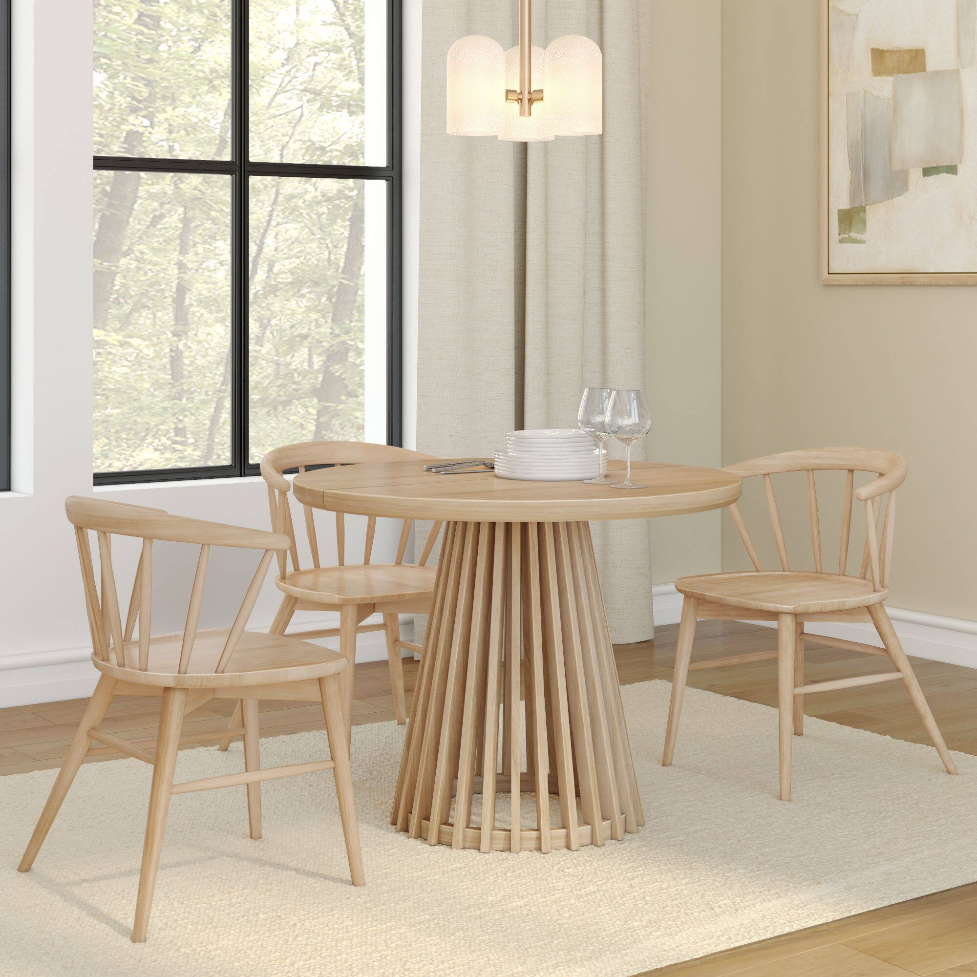Alt View 5. Plank+Beam - Lido Round Dining Table (38in / 966mm)|| Blonde - Blonde.