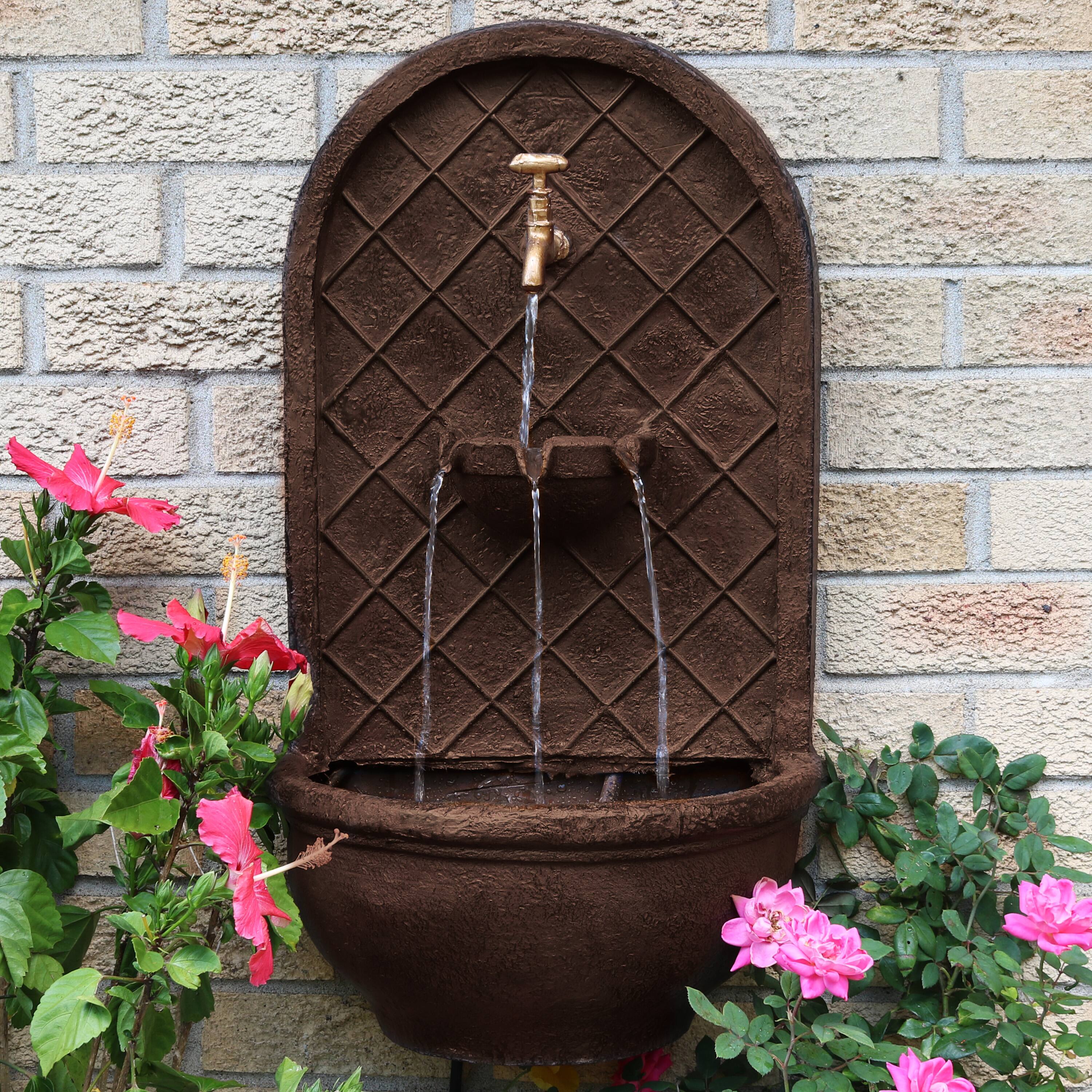 Alt View 3. Sunnydaze - Messina Polystone Outdoor Wall Fountain - Iron.
