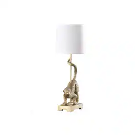 Manhattan Lane - Ree 24 Inch Accent Table Lamp, Monkey Resin Sculpture, Drum Shade - Gold, White