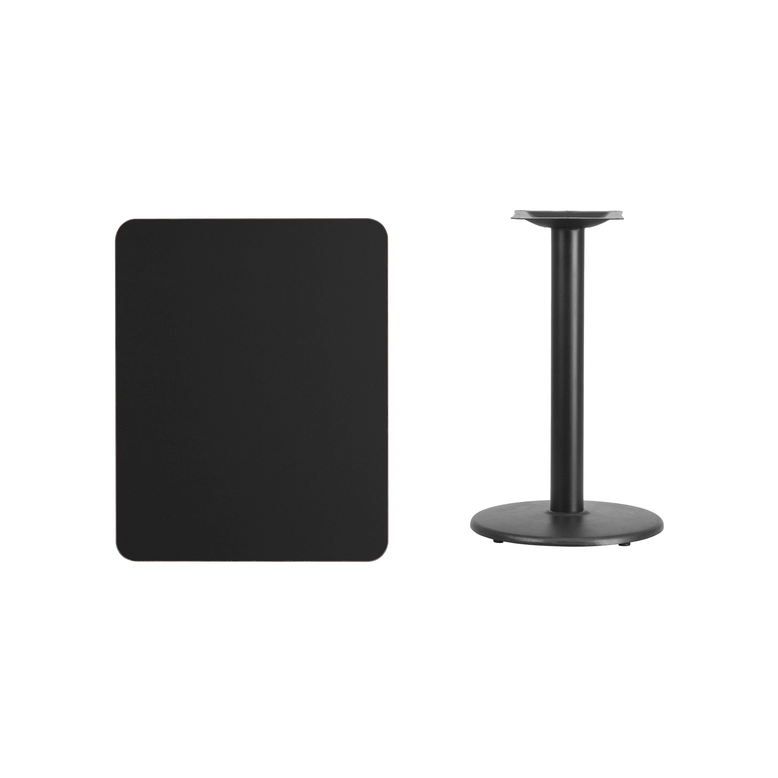 Emma + Oliver - 24"x30" Rectangular Laminate Table with 18" Round Table Base - Black