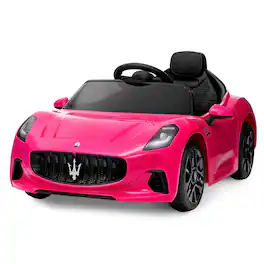 GARVEE - 12V Licensed Maserati GranCabrio Kids Ride-On Car, Electric Toy Vehicle w/Remote, Lights & Suspension - Rose red