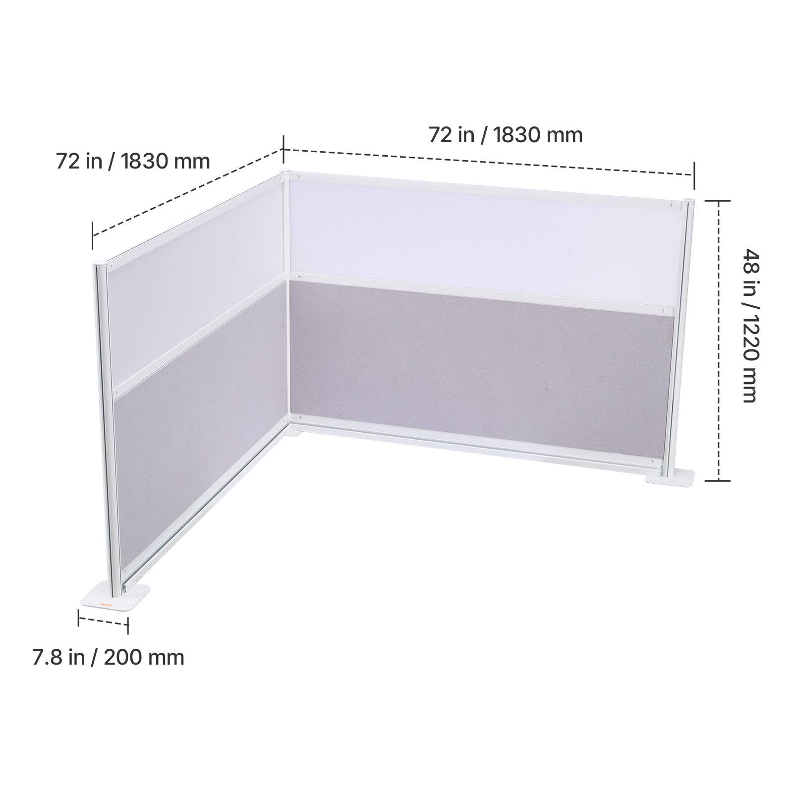 72 in / 1830 mm  
48 in / 1220 mm  
7.8 in / 200 mm