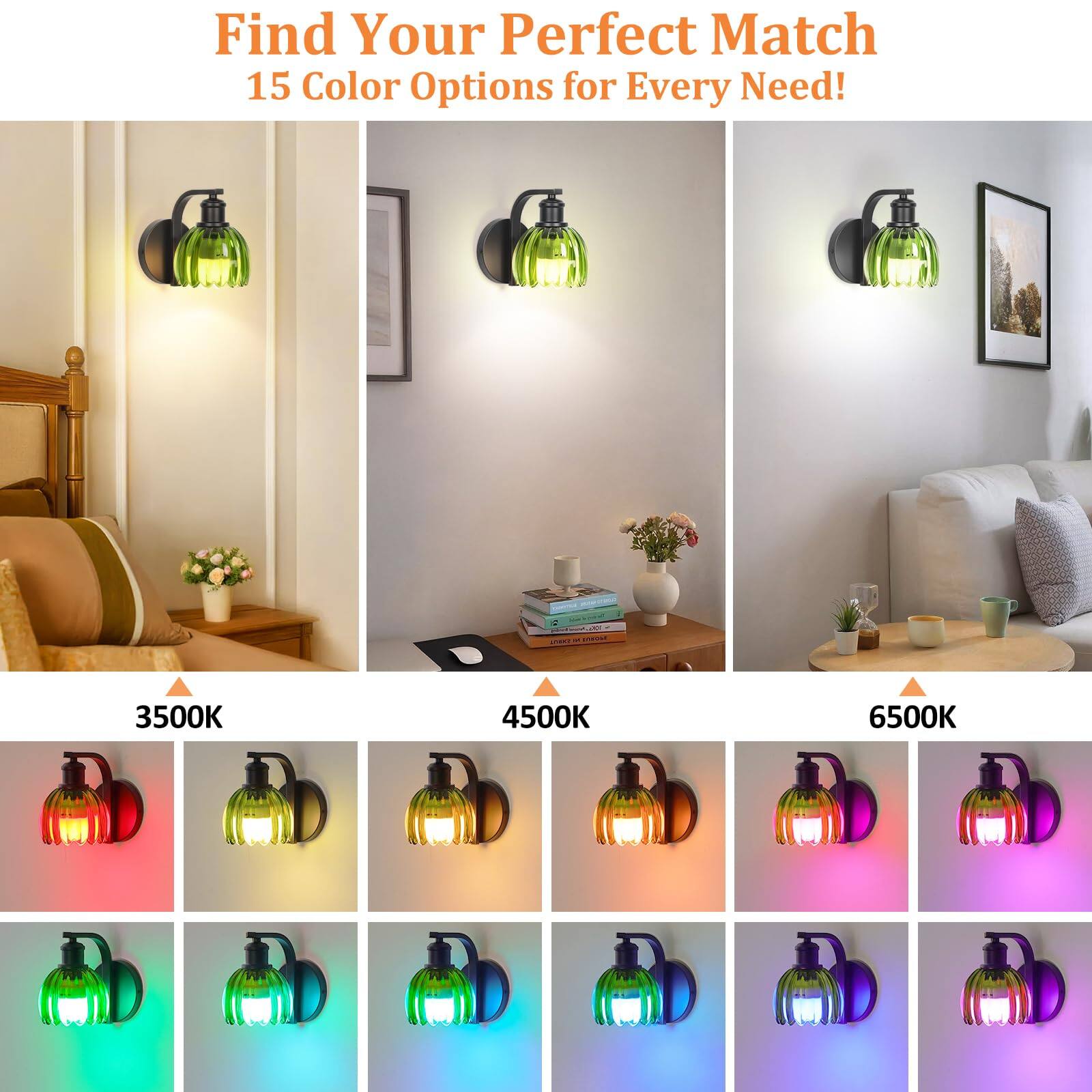 Find Your Perfect Match  
15 Color Options for Every Need!  

3500K  
4500K  
6500K