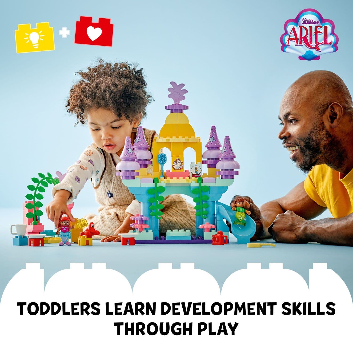 Toddlers learn development skills through play.