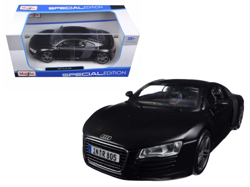 Audi R8 Matt Black "Special Edition" Series 1/24 Diecast Model Car by Maisto - Matte Black