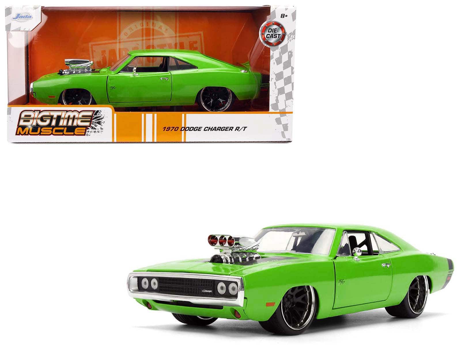 "1970 Dodge Charger R/T Bright Green with Black Tail Stripe ""Bigtime Muscle"" Series 1/24 Diecast Model Car by Jada" price history on PriceWatchPro