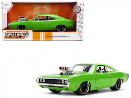 1970 Dodge Charger R/T Bright Green with Black Tail Stripe "Bigtime Muscle" Series 1/24 Diecast Model Car by Jada - Multicolor
