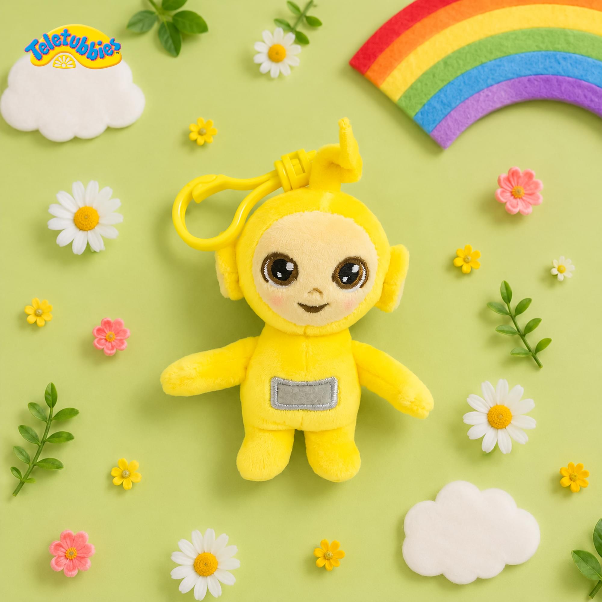 Alt View 4. The Loyal Subjects - Teletubbies 4-Inch Plush Backpack Clip | Laa Laa - Yellow.