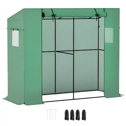 Front. Outsunny - Walk-in Portable Greenhouse Small Greenhouse for Outdoors with UV-resistant PE Cover.