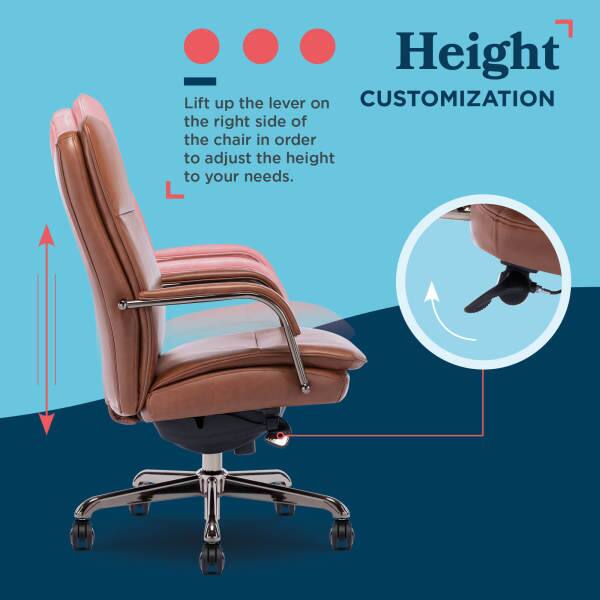 Height

Lift up the lever on the right side of the chair in order to adjust the height to your needs.