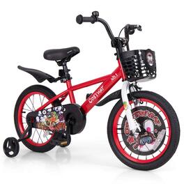 Costway - 16" Kid's Bike for 4-7 with Height-Adjustable Handlebar & Saddle Handbrake - Red