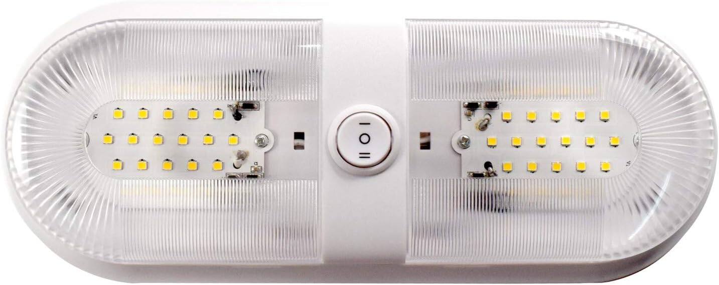 Left. HQRP - HQRP RV LED Double Dome Ceiling Light 12-24V 560 Lumens Interior for Trailer Camper Boat Marine On/Off Switch.