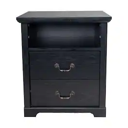 Boyel Living - 2-Drawer Nightstand with Open Storage Shelf - Black