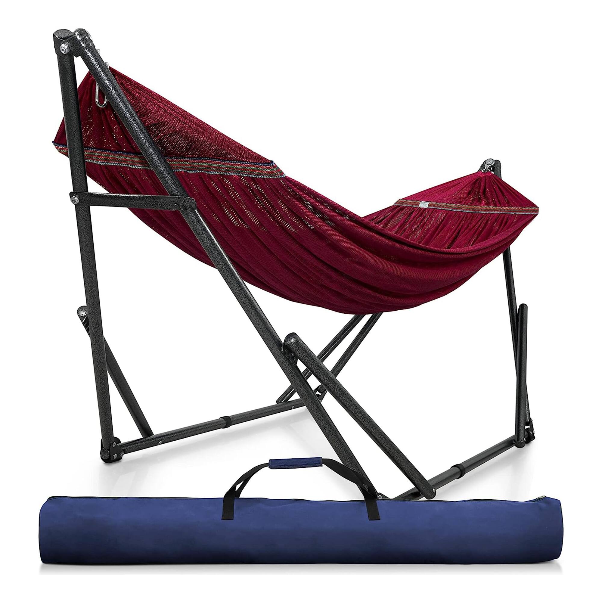 Front. Tranquillo - Tranquillo Universal 116" Double Hammock with Adjustable Stand and Bag, Red - 04. Uni Red.
