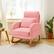 Alt View 3. U-HOMY - U-HOMY Rocking Chair Comfort Set: Solid Wood with Pillow, Blanket | Plush Teddy Fleece Accent Chair for Living Room - Pink.