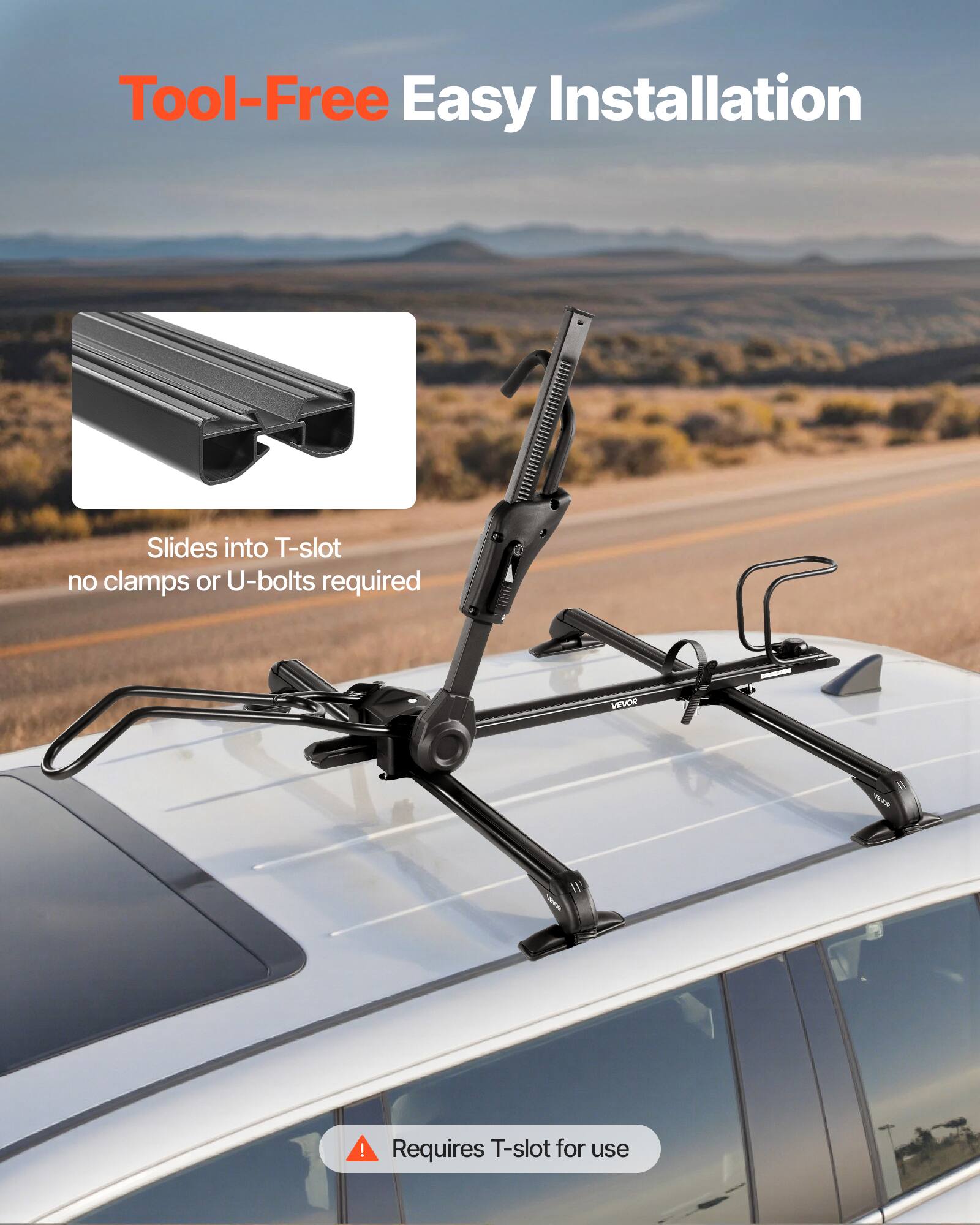 Tool-Free Easy Installation

Slides into T-slot no clamps or U-bolts required

Requires T-slot for use