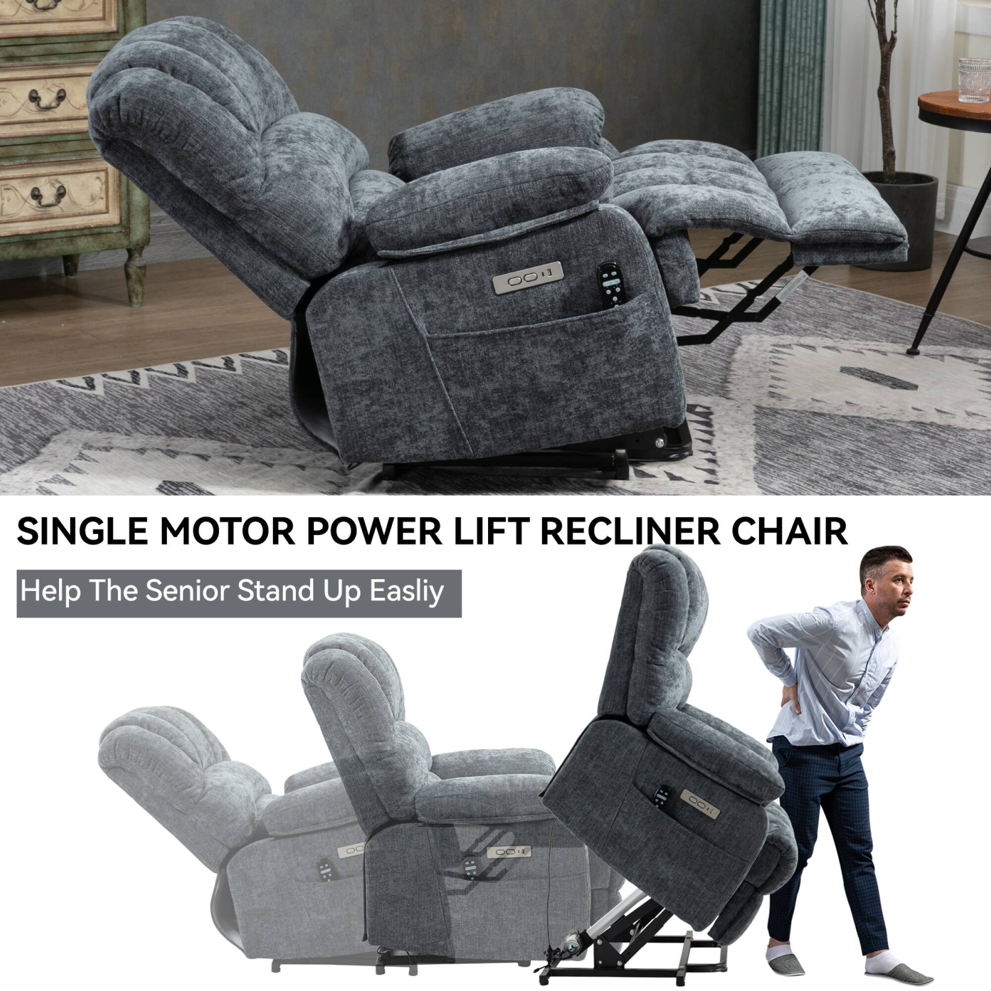 SINGLE MOTOR POWER LIFT RECLINER CHAIR  
Help The Senior Stand Up Easily