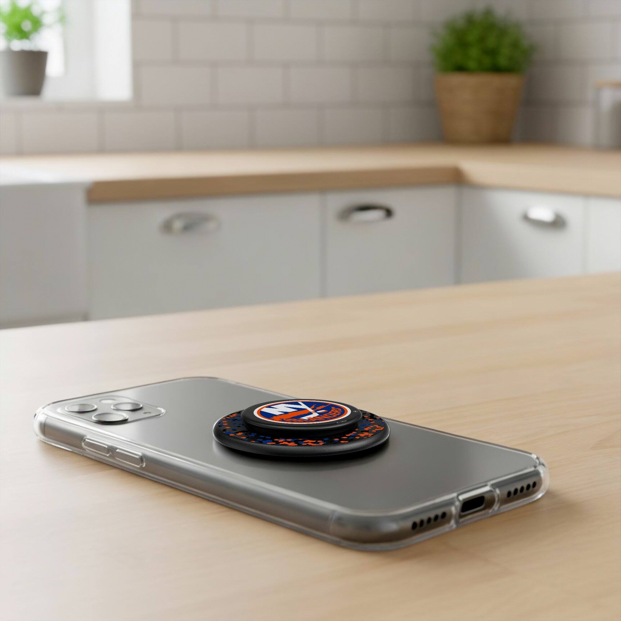 Alt View 3. Keyscaper - New York Islanders Confetti Magnetic Phone Grip & Stand - No Size - Black.