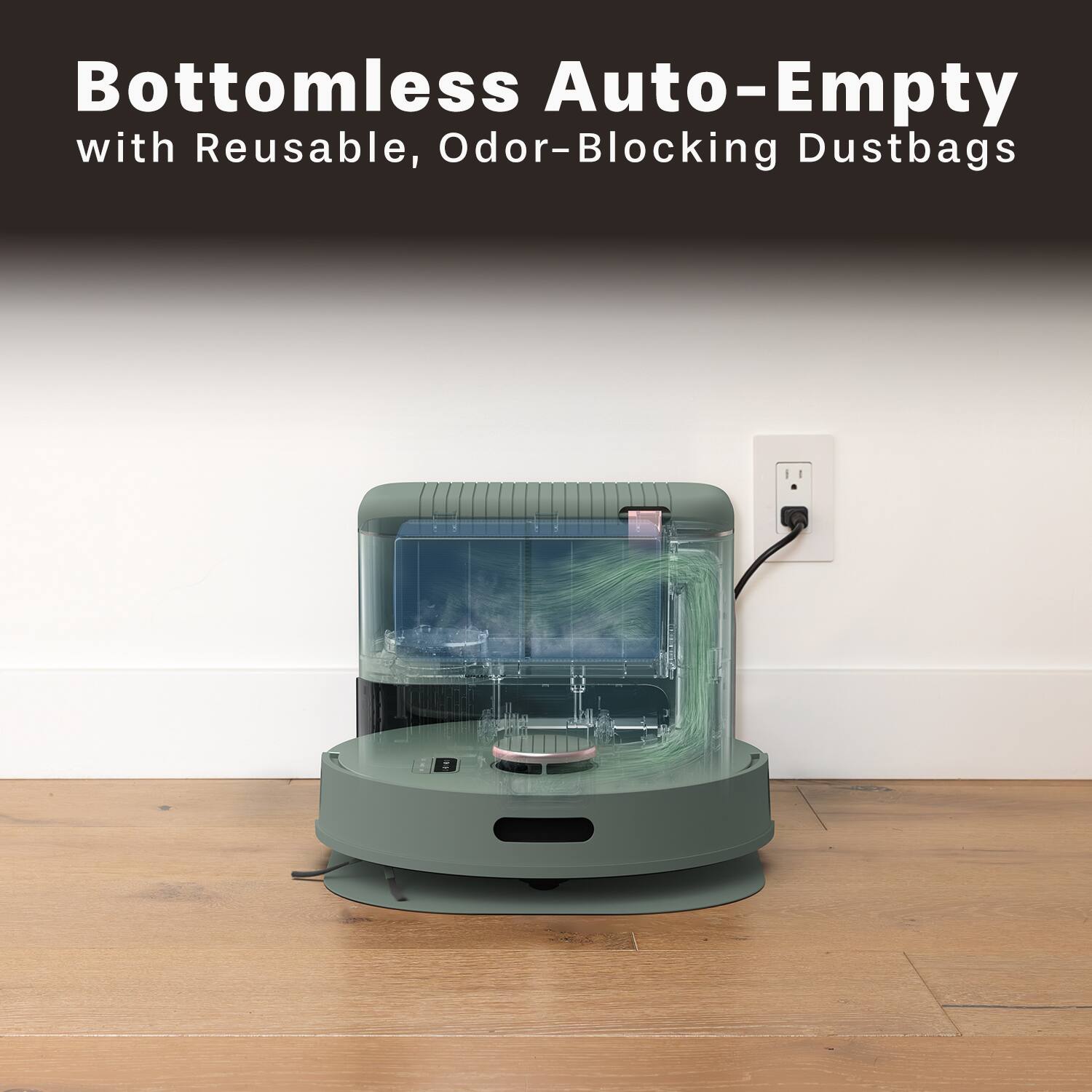 Bottomless Auto-Empty with Reusable, Odor-Blocking Dustbags