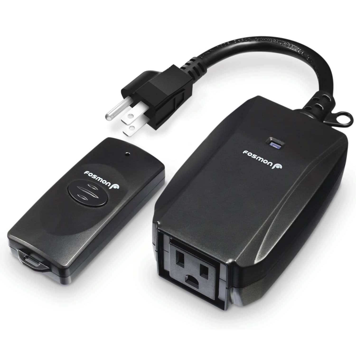 Fosmon - WavePoint [ETL Listed] Wireless Remote Control Outlet, Weatherproof Outdoor Outlet Switch Electrical, 3-Prong Power Plug - Black