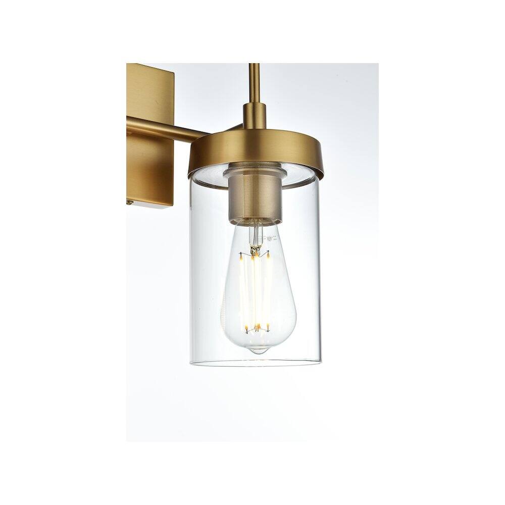 Alt View 3. Living District - Taryin 14 inch Wall Sconce in Satin Gold - Satin Gold And Clear.