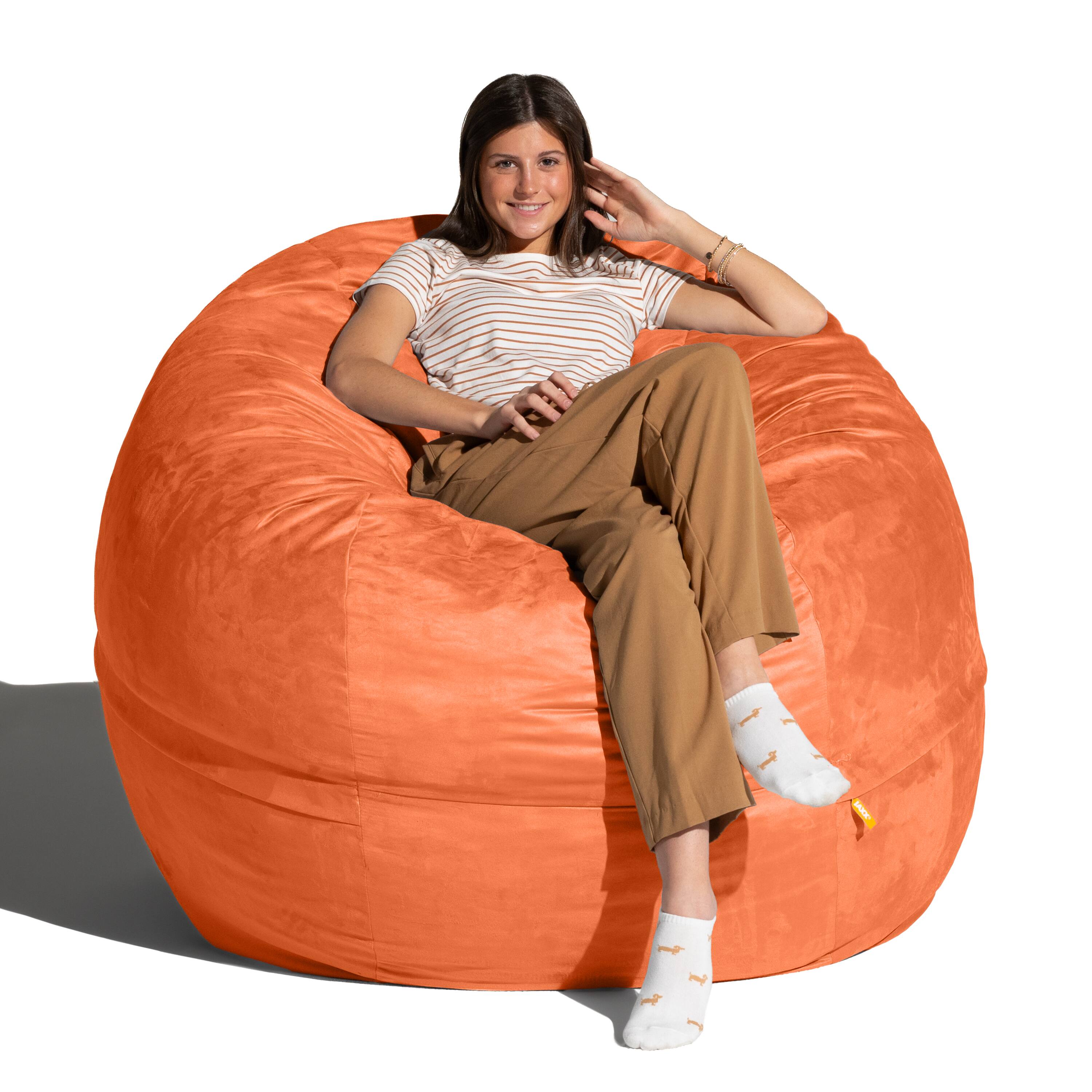 Angle. Jaxx - Jaxx Saxx 5 Foot Large Bean Bag w/ Removable Cover, Mandarin - Mandarin.