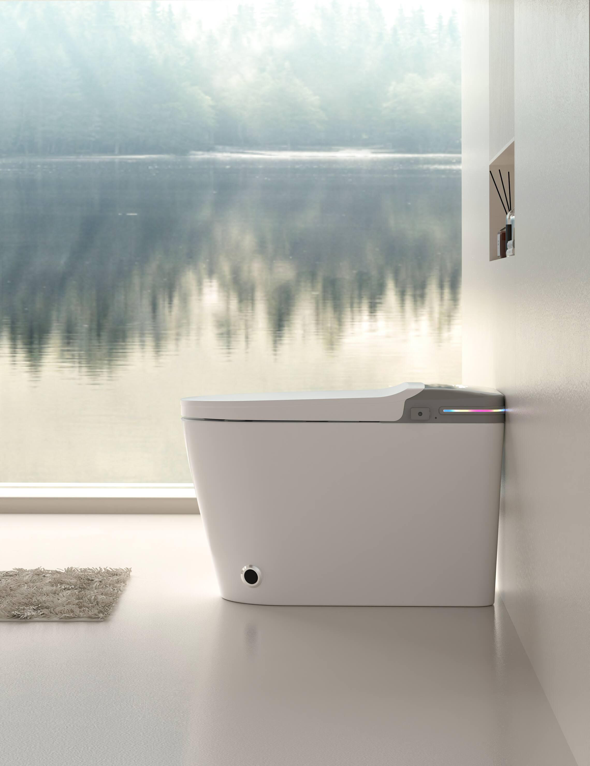 Alt View 4. Tiramisubest - Smart Bidet Toilet with Remote,Tankless Toilet with LED Display,Auto Open/Auto Heated,Warm Water And Dry,Off Seat Flush - White.