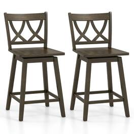 Kadyn - Kitchen Counter Bar Chairs, Bar Stools,24/29 Inch Bar Stool Set of 2 Wooden Bar Chairs with Rubber Wood Frame-24 inches - Gray