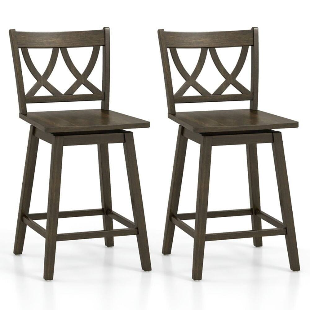 Front. Kadyn - Kitchen Counter Bar Chairs, Bar Stools,24/29 Inch Bar Stool Set of 2 Wooden Bar Chairs with Rubber Wood Frame-24 inches - Gray.