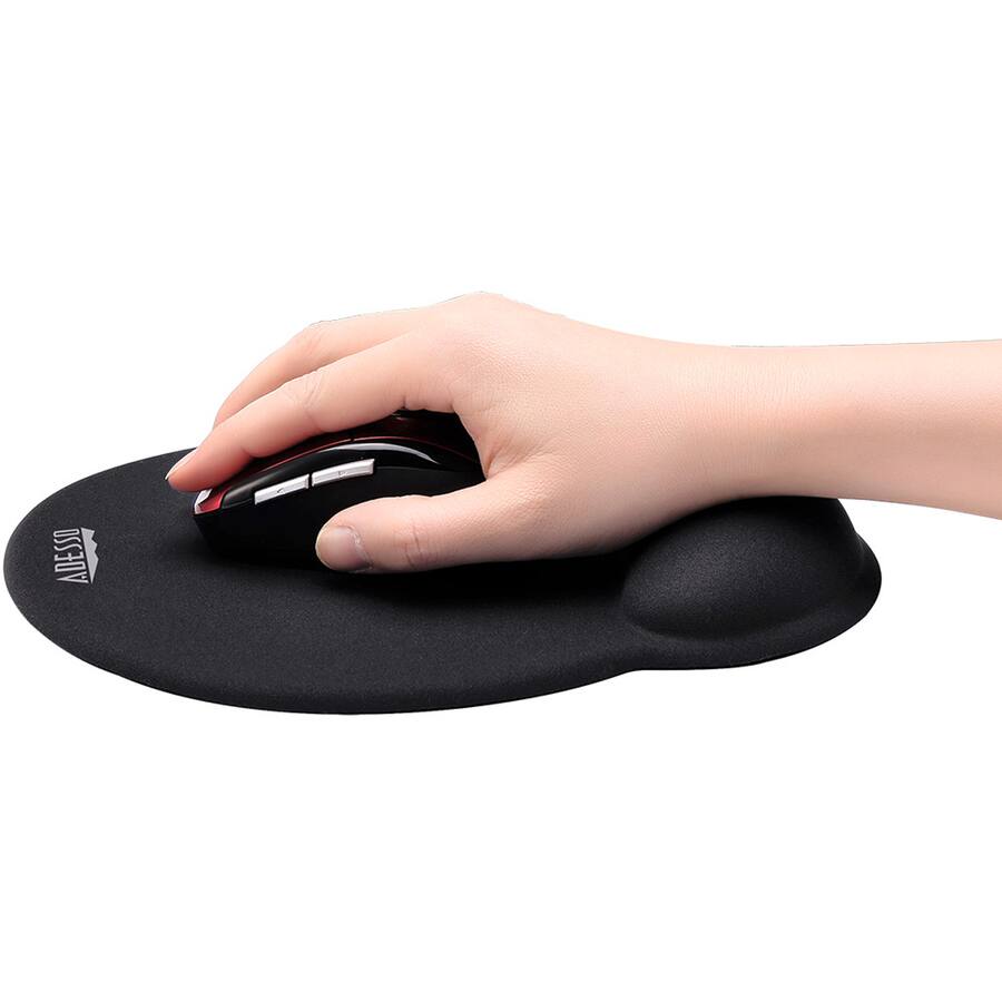 Alt View 4. Adesso - Adesso Memory Foam Mouse Pad with Wrist Rest - 0.90" Height x 9.70" Width x 7.70" Depth - Black - Memory Foam - Black.