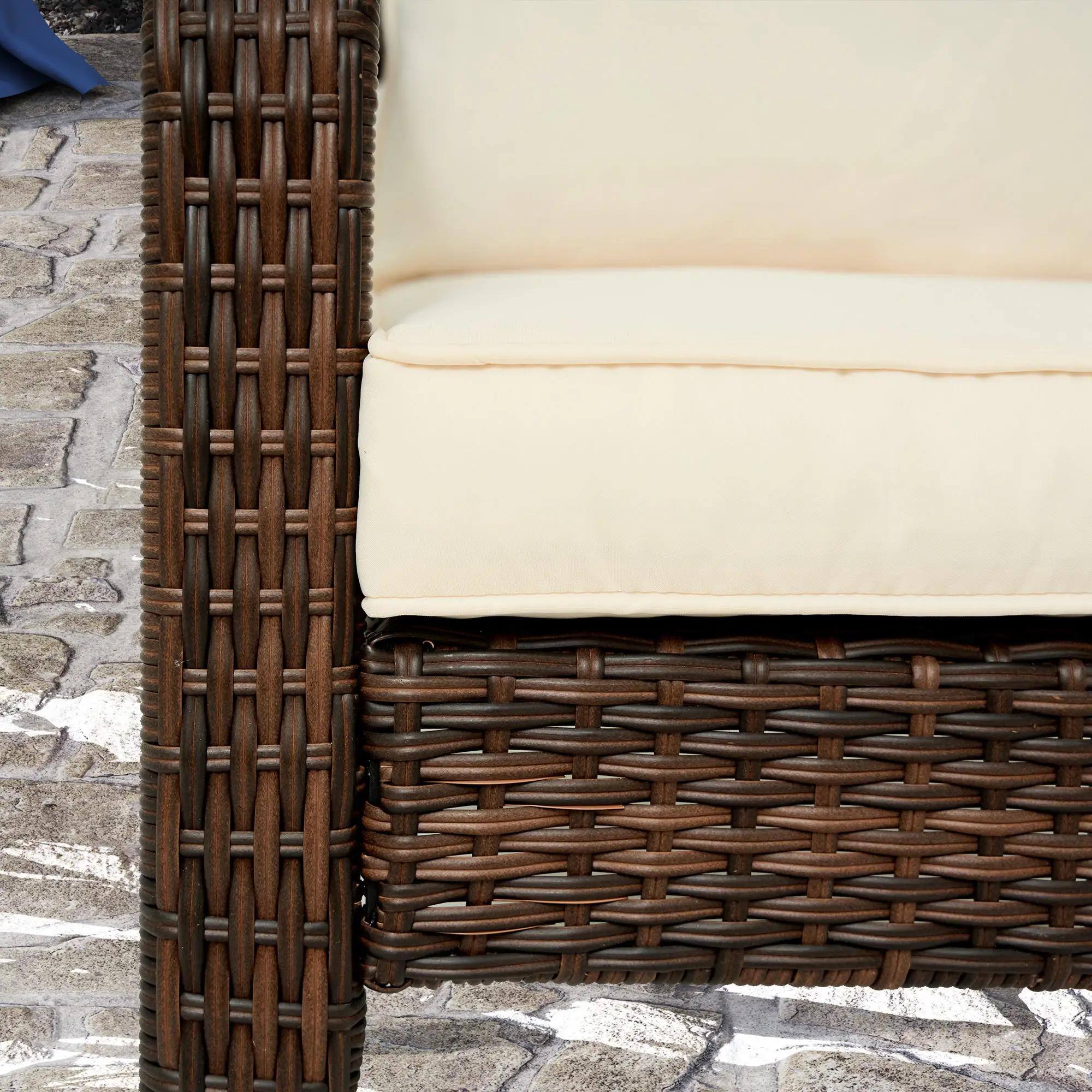 Back. Resenkos - Resenkos Rattan Adirondack Chair with Comfortable Cushions, Tall Backrest, Perfect for Outdoor Deck, Cream White - Cream White.