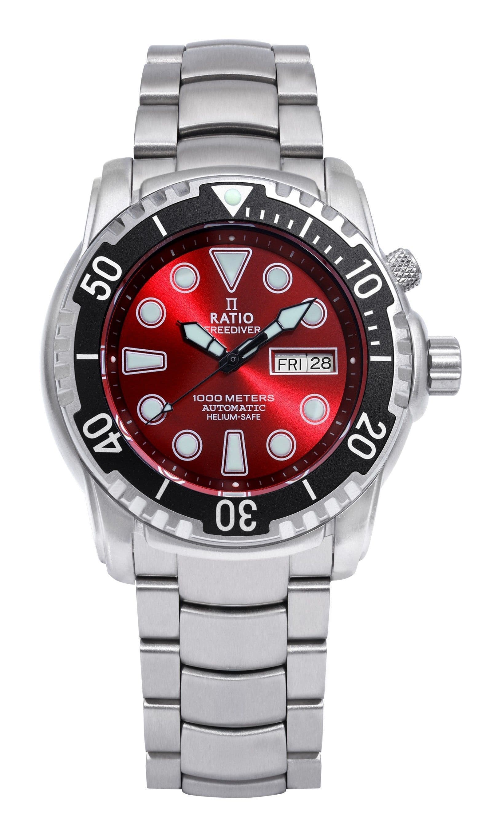 RATIO - FreeDiver Helium-Safe 1000M Sapphire Automatic 1068HA96-34VA- Men's Watch - Red