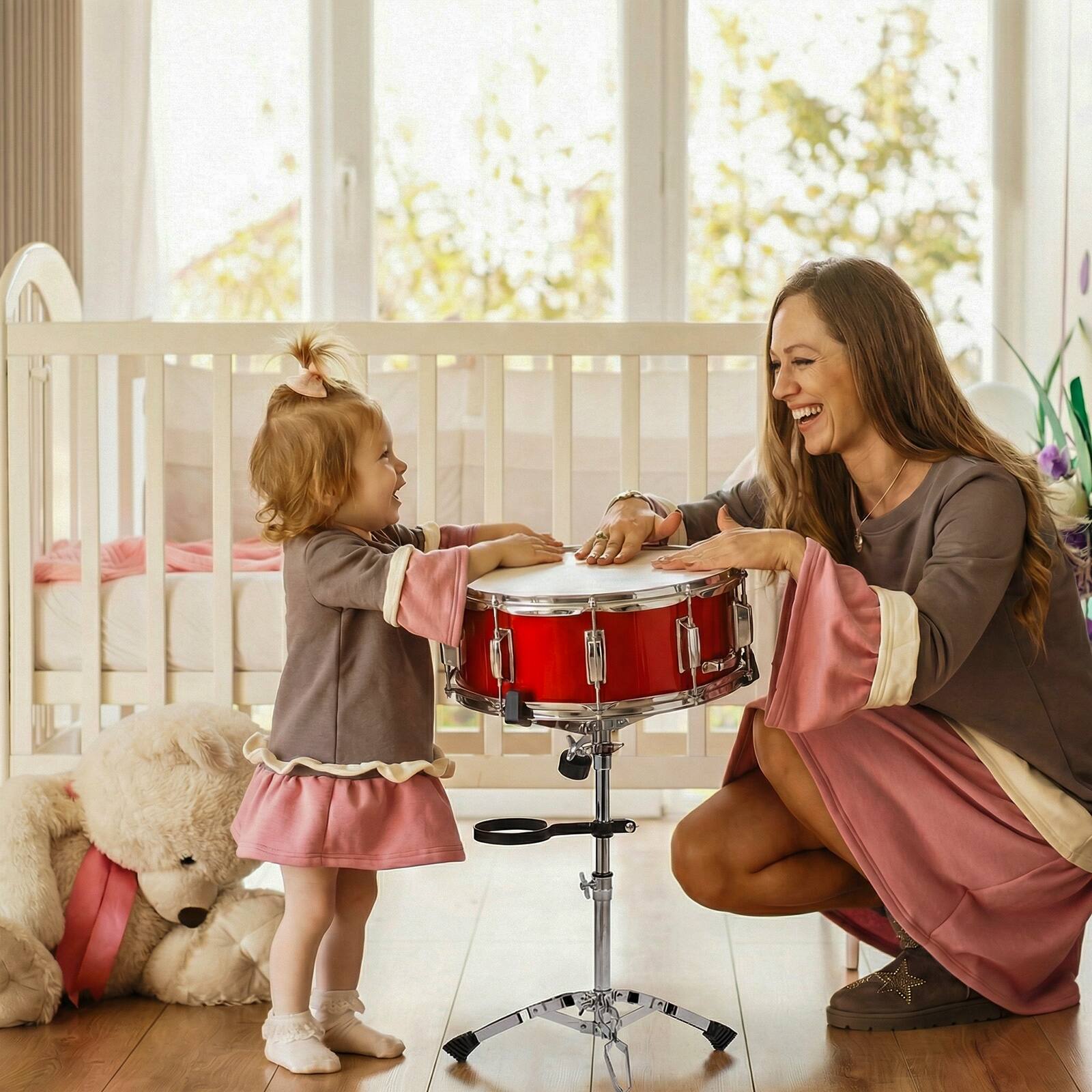 Angle. Winado - 14 x 5.5 inches Snare Drum Set, Marching Snare Drum Kit for Students Beginners, Comes with Stand Sticks, Key, Bag, Mute.
