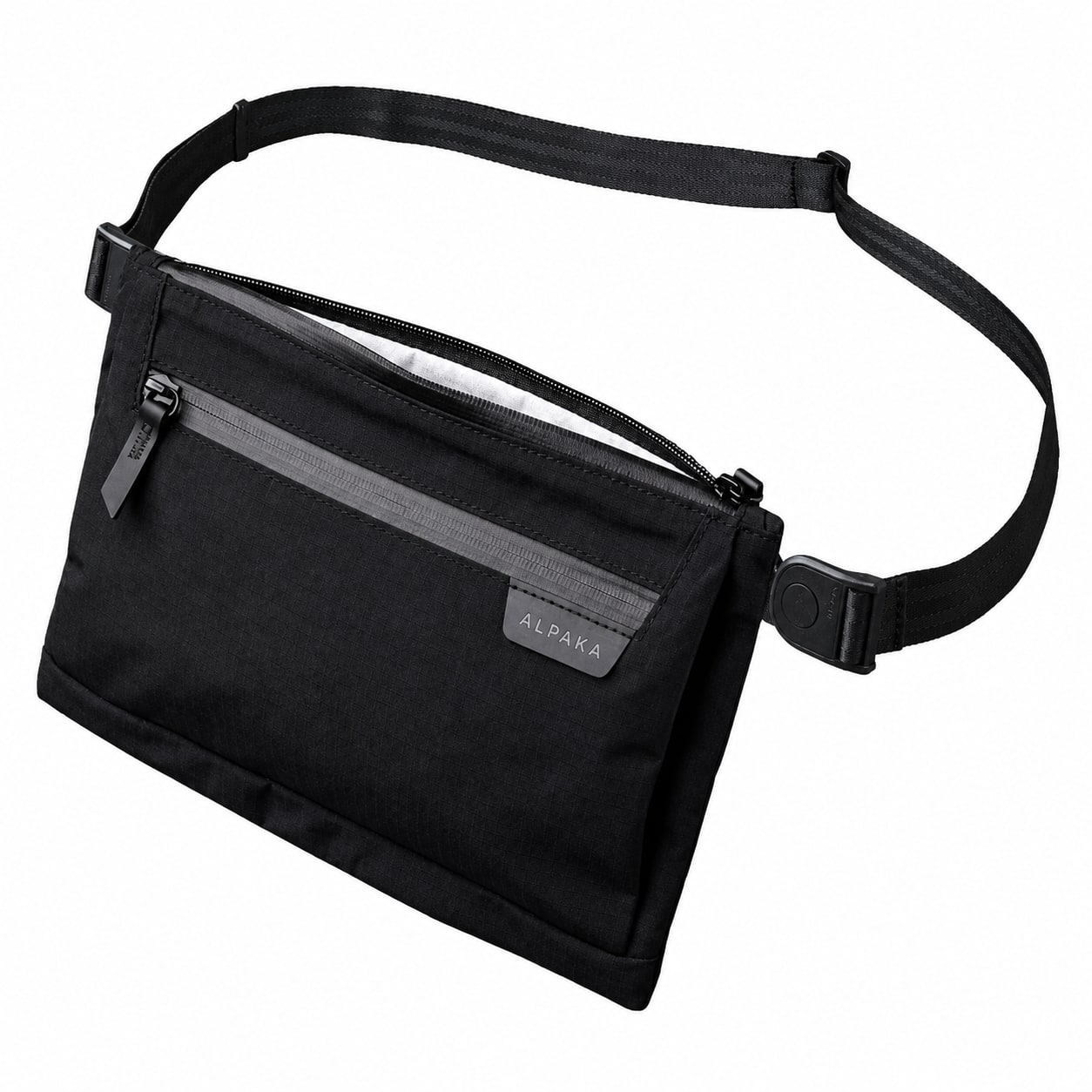 ALPAKA - 2L Crossbody Tech Organizer Bag for iPad Mini, Zip Pouch Max V2 Travel Sling Bag with Expandable Storage - Black Axoflux 210D