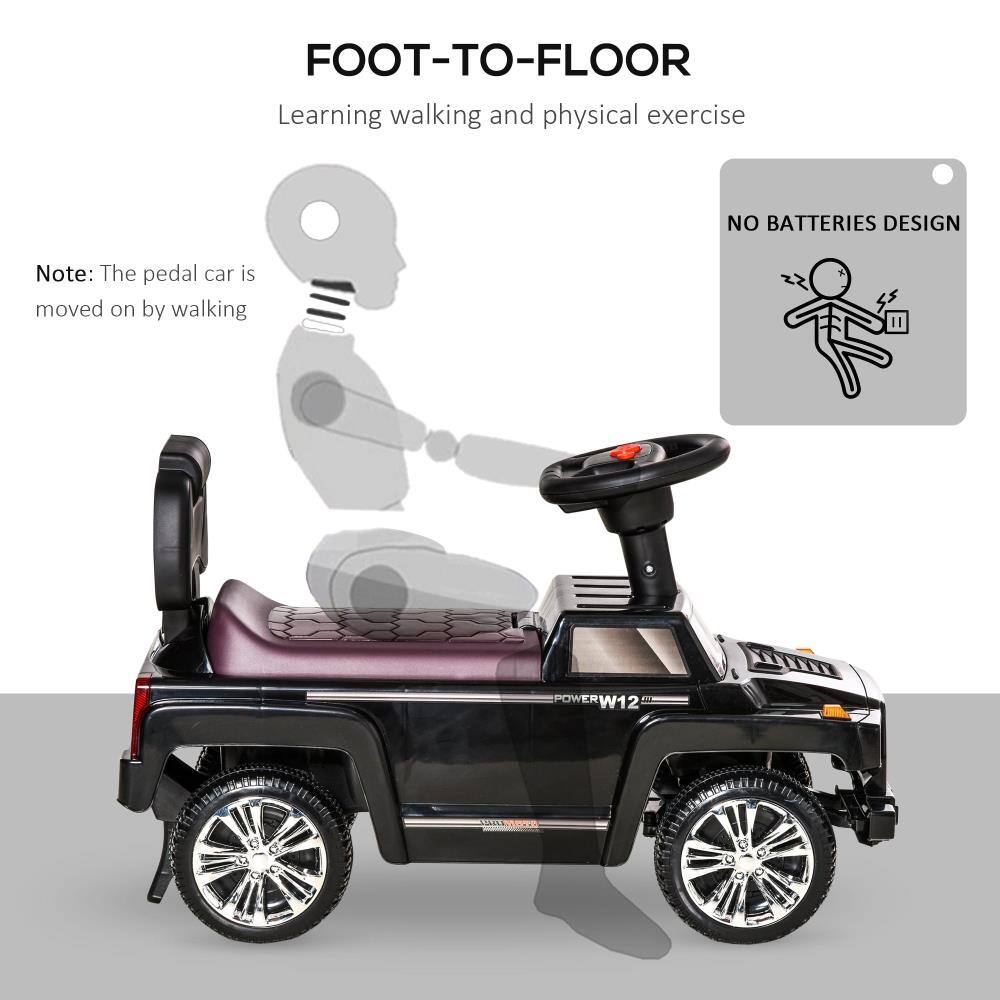 FOOT-TO-FLOOR  
Learning walking and physical exercise  

Note: The pedal car is moved on by walking  

NO BATTERIES DESIGN  

POWER W12