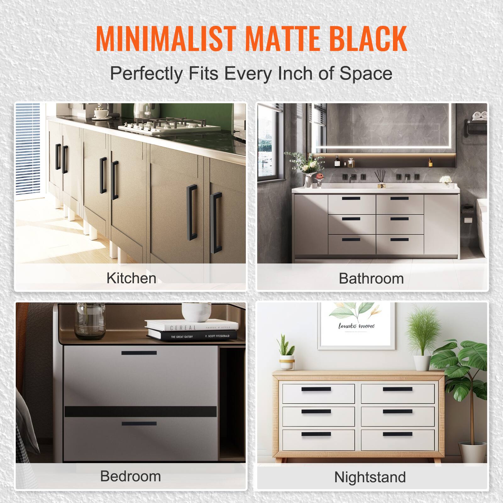 MINIMALIST MATTE BLACK  
Perfectly Fits Every Inch of Space  

Kitchen  
Bathroom  
Bedroom  
Nightstand